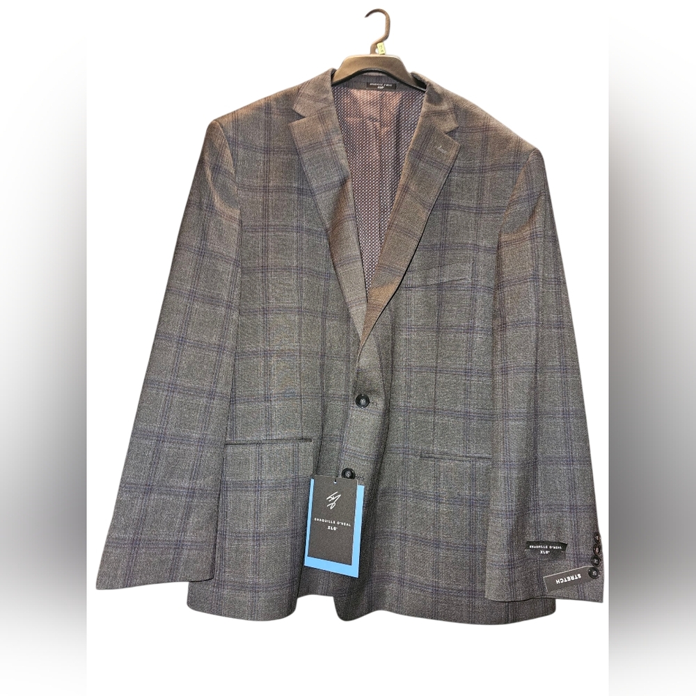 Suit SHAQUILLE O'NEAL XLG™ Charcoal Checkered Men's Blazer $300